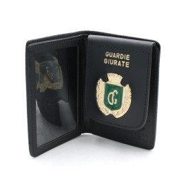 LEATHER WALLET WITH GREEN SECURITY GUARD FRIEZE