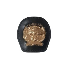 PORTE-PLAQUE EN CUIR AVEC FRISE DE CARABINIERS OP. OR