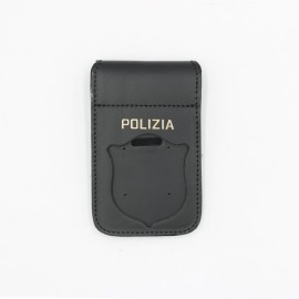 PORTE-PLAQUE EN CUIR SANS FRISE POUR LA POLICE D'ÉTAT